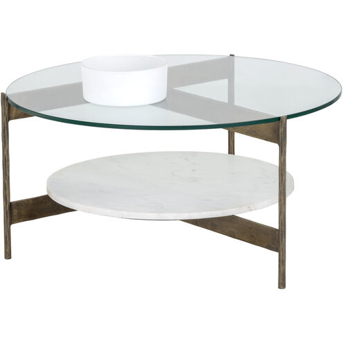 Mikayla 30.25 X 15 inch White / Antique Brass Coffee Table